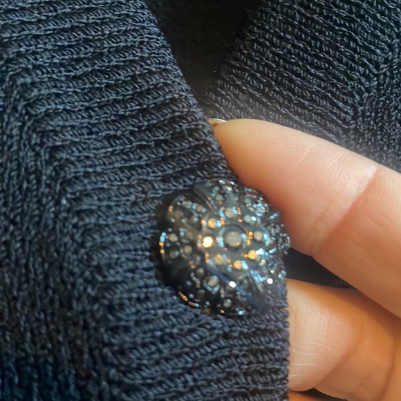 🩶St. John Evening, by Marie Gray, black long slv w/sequins &crystal buttons, 10 - Picture 5 of 9